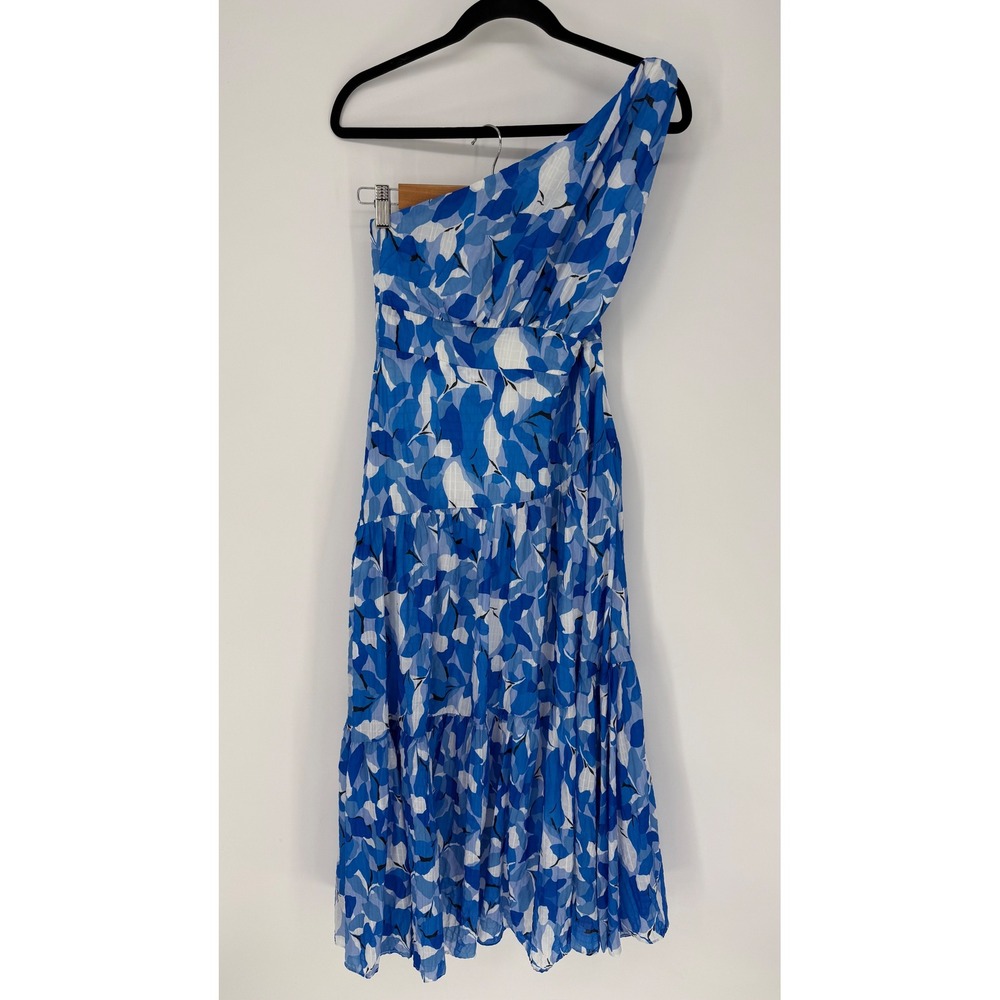 BILLY J JAYMA MAXI DRESS BLUE FLORAL ONE SHOULDER SIZE 10